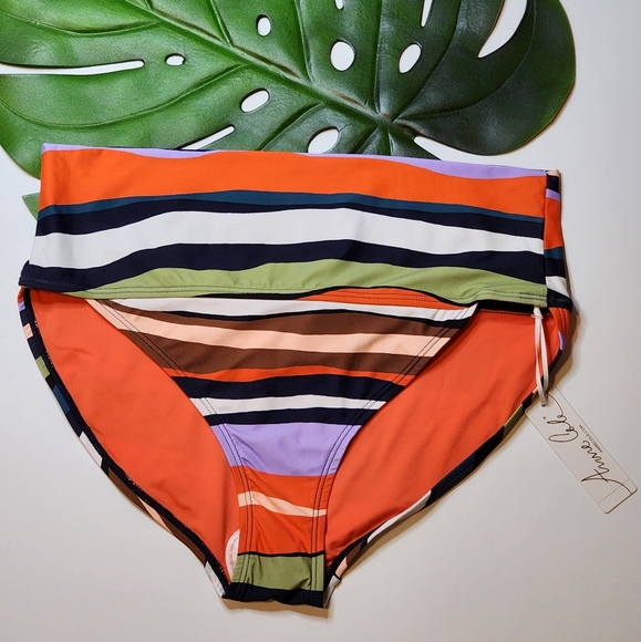 Anne Cole Mid-rise Striped Bikini Bottom - Picture 2 of 8